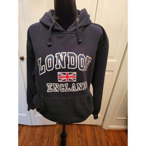 Blue London England Hoodie M Kangaroo Pocket  Blokecore Punk Grunge Streetwear